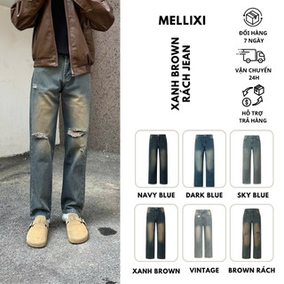  Quần jean nam ống suông rộng M10 quần bò nam đen xám dáng baggy vải demin phong cách hàn quốc MELLIXI 