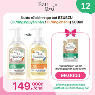 [Quà Tặng Kèm ] Nước Rửa Bình BZu BZu  chai 500ml cho bé