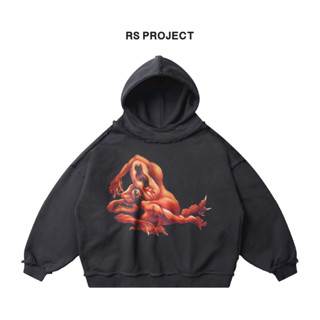 Áo Hoodie ROSS STUDIO Xám Chì Nỉ Chân Cua 500gsm Artwork In Digital Form Oversize - EARS BDG HOODIE