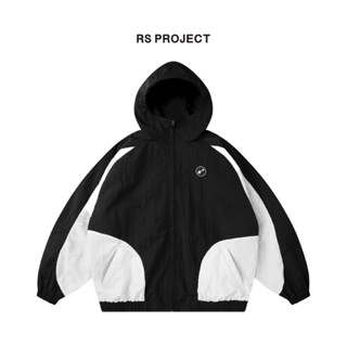 Áo Khoác Dù ROSS STUDIO Đen Trắng 2 Lớp Nylon Logo Cao Su R Form Basic - R IC 3 NYLON JACKET