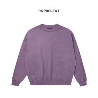 Áo Sweater ROSS STUDIO Wash Tím Nỉ Chân Cua Logo Thêu 3D 480gsm - R IC PURPLE