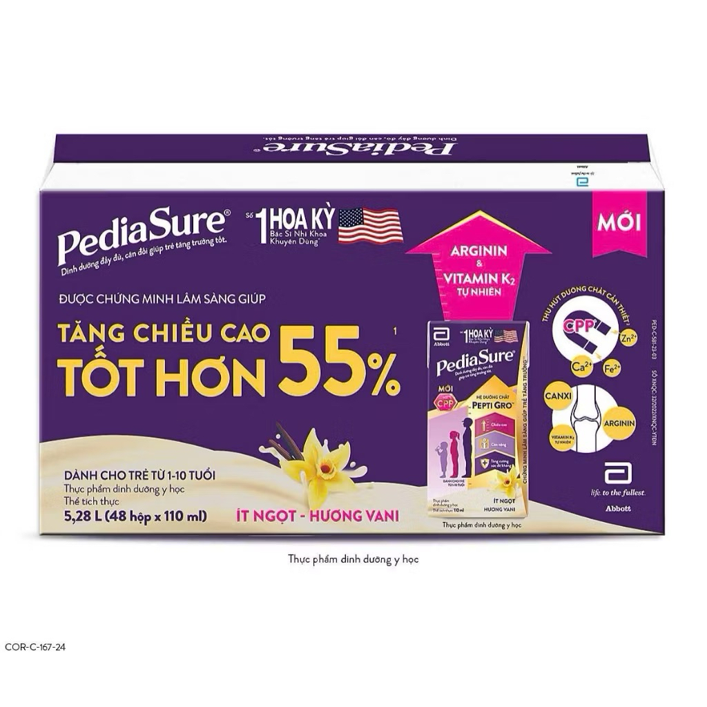Thùng 48 hộp Pediasure 110ml cho bé 1-10 tuổi giúp tăng cân & chiều cao