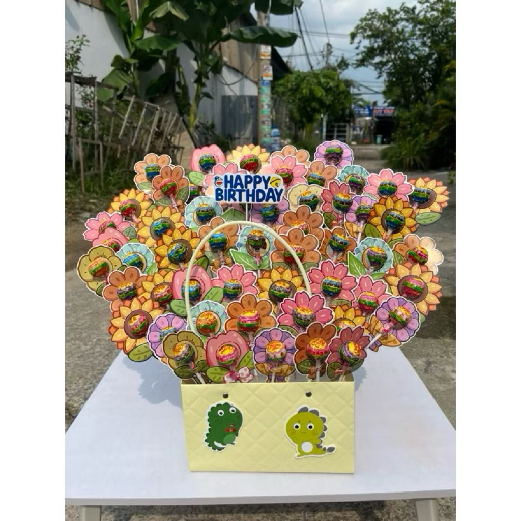 phụ kiện làm giỏ hoa kẹo mút (tự làm)