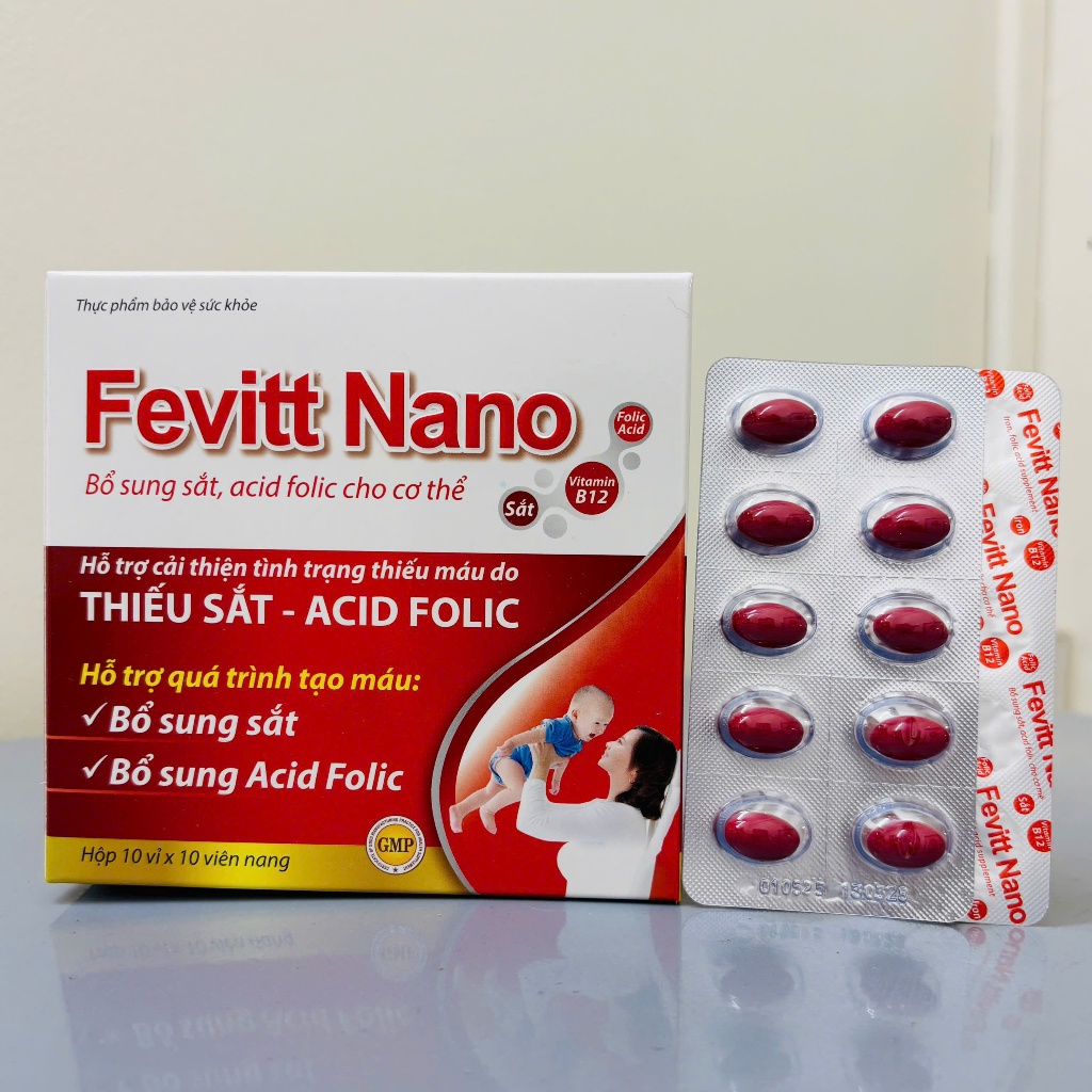 Sắt hữu cơ + khoáng chất bổ máu chắc xương FEVITT NANO 100 viên