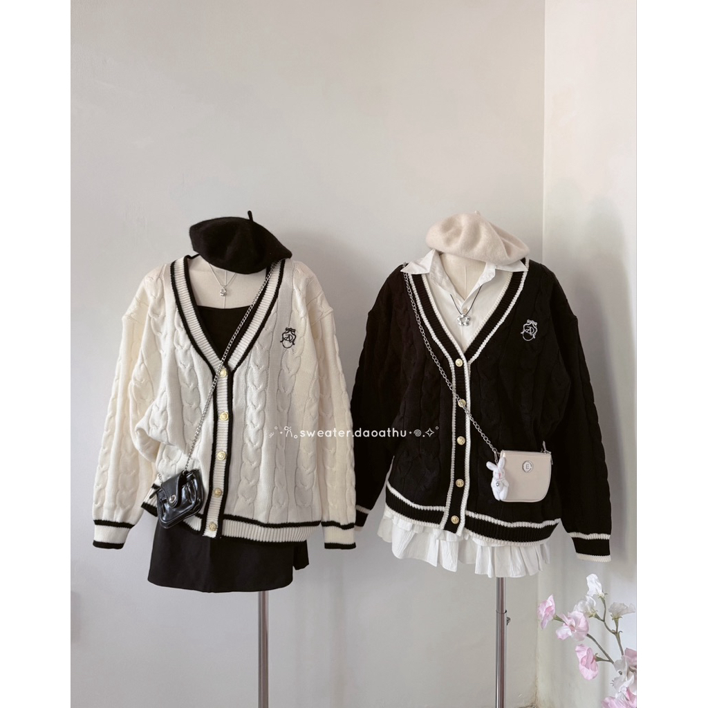 [ ẢNH THẬT ] JULY CARDIGAN - ÁO CARDIGAN LEN THỪNG CÚC ĐỒNG FORM OVERSIZE THÊU LOGO SWEATER.DAOATHU