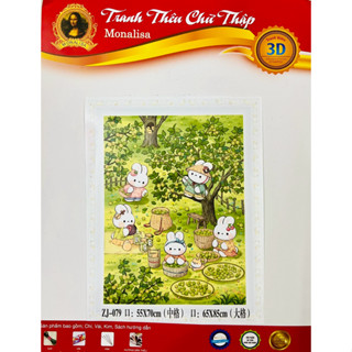  Tranh thêu kín chữ thập Thỏ mở tiệc các loại thỏ dễ cưng 