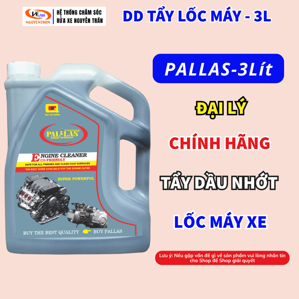  Nước tẩy rửa lốc máy 3L Pallas làm sạch động cơ ô tô - xe máy loại bỏ dầu nhớt bụi bẩn 