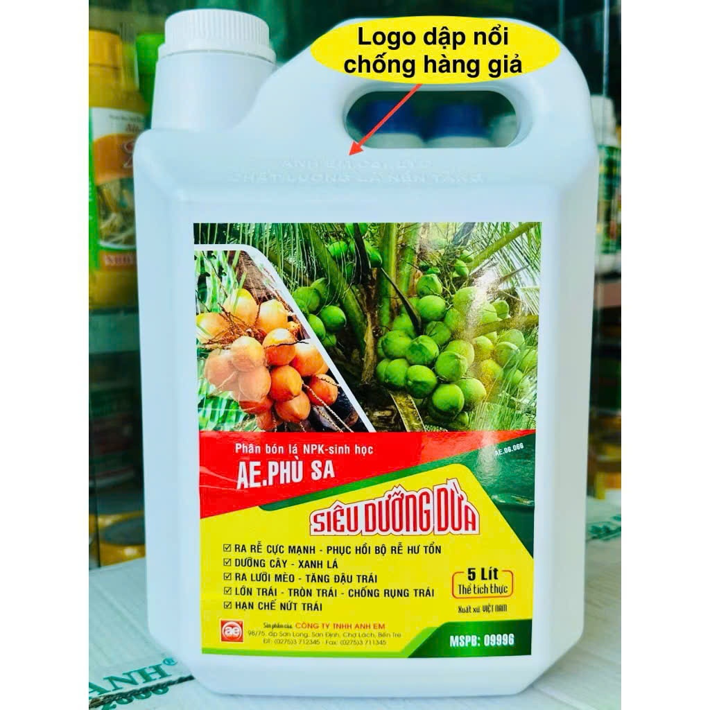 CAN TƯỚI SIÊU DƯỠNG DỪA PHÙ SA AE 5L, PHỤC HỒI CÂY SUY SAU THU HOẠCH