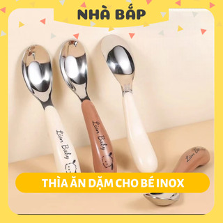  Thìa ăn dặm cho bé muỗng inox 316 cao cấp tay cầm cán dài nhựa PP có hộp đựng - Nhà Bắp Store 