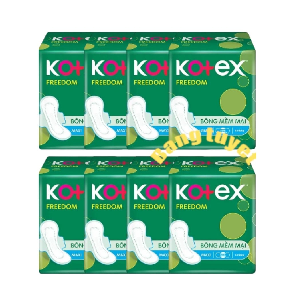 combo 8 gói kotex Freedoom maxi cánh/ ko cánh 8 miếng/gói