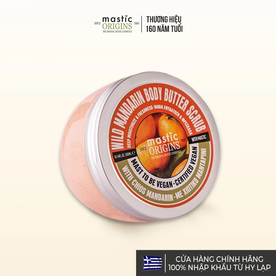 Tẩy Da Chết Body Với Mastic Và Quýt Chios Wild Mandarin Butter Scrub Mastic Origins 300ml