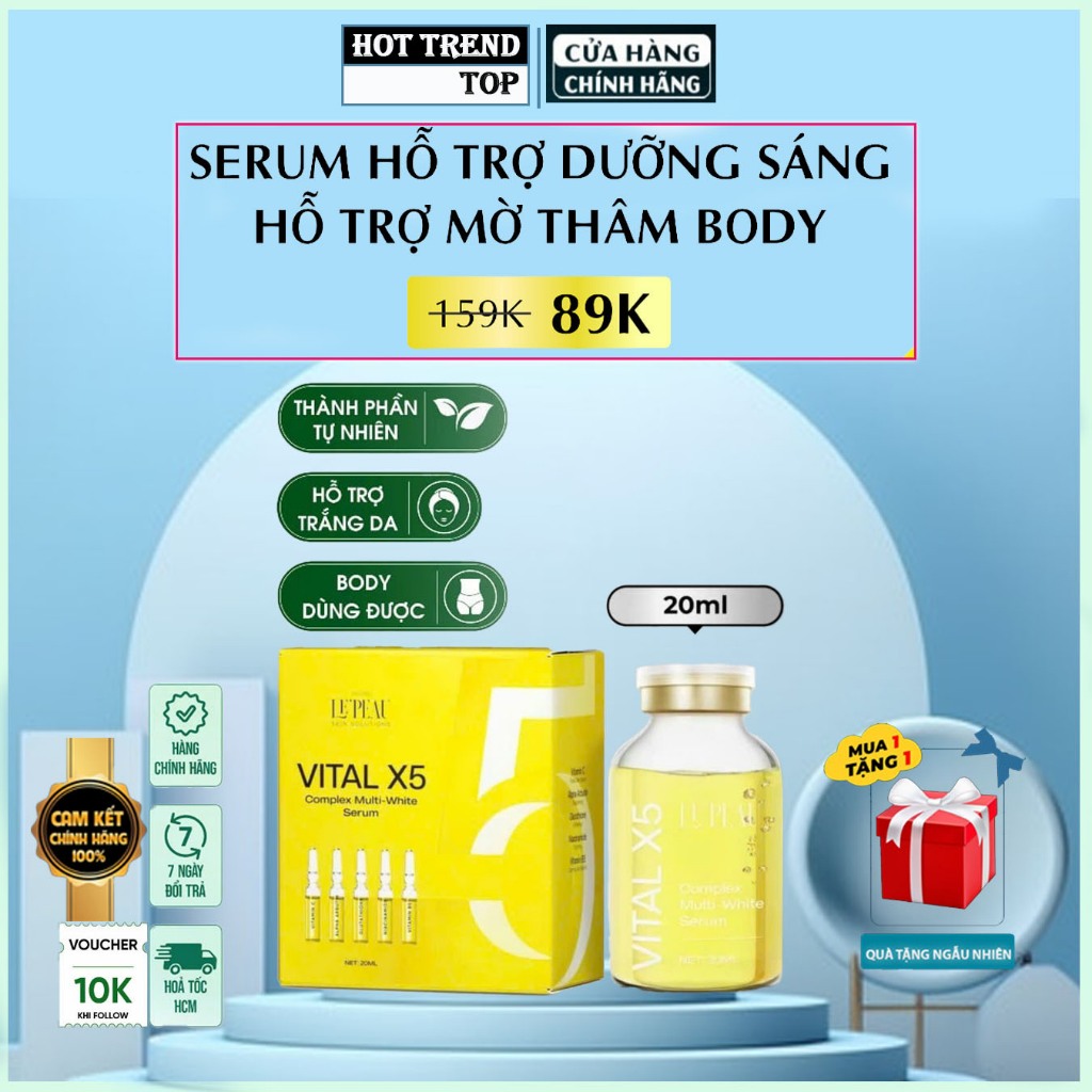 (Kèm Quà) Serum Vital X5 Multi White 20ml LEPEAU Chính Hãng - Hỗ Trợ Giảm Thâm, Kích Trắng Và Làm Đề
