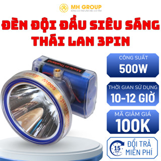 Đèn pin đội đầu Thái Lan 3 pin 500W – Siêu sáng, chống nước, chuyên đi rừng, đi lặn