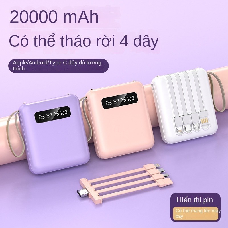 Sạc dự phòng 20000mAh có tích hợp 4 cáp sạc nhanh màn hình led hiện thị dung lượng sạc được cho nhiều thiết bị | BigBuy360 - bigbuy360.vn