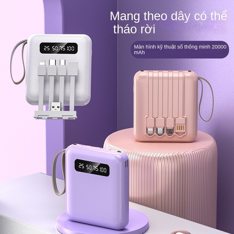 Sạc dự phòng 20000mAh có tích hợp 4 cáp sạc nhanh màn hình led hiện thị dung lượng sạc được cho nhiều thiết bị | BigBuy360 - bigbuy360.vn
