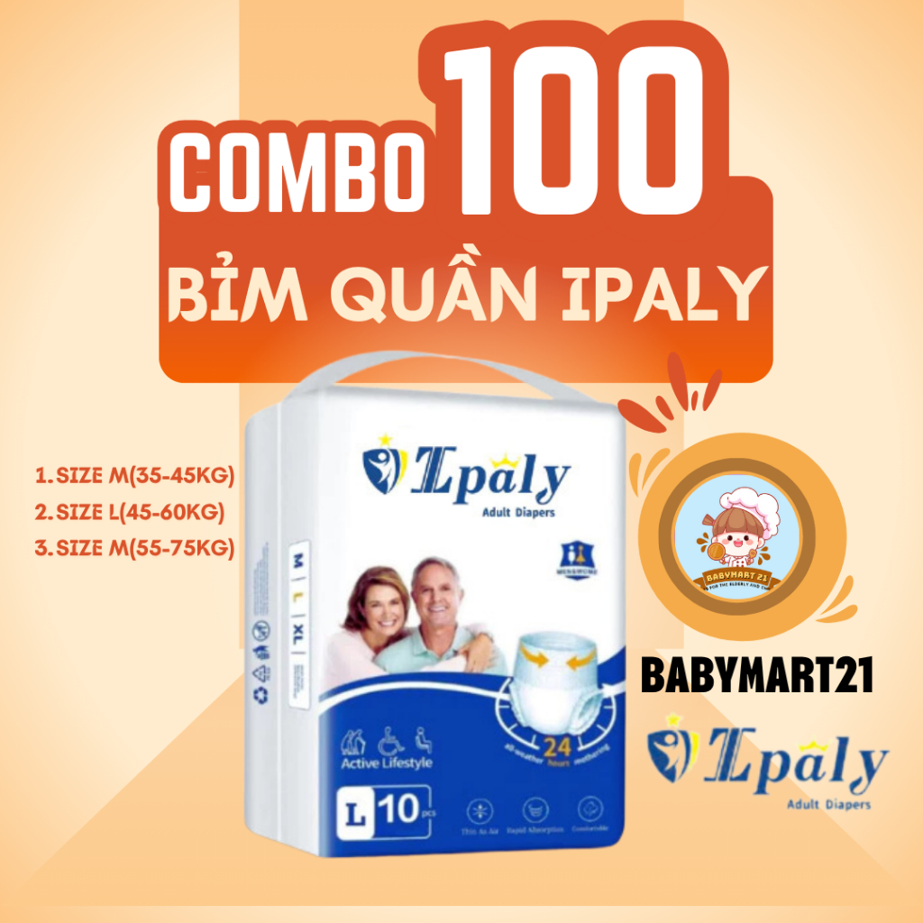 Combo 100 Miếng Tã Dán/Quần người lớn EPOLY/IPALY Co Giãn Tốt, Siêu Mềm Mại, Giá thành rẻ.