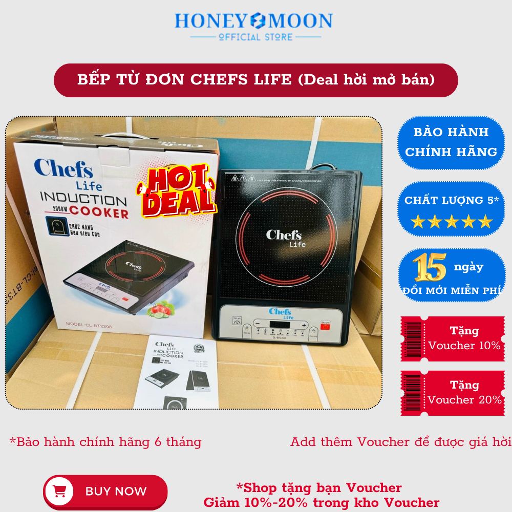 Bếp Từ Đơn Honey Chefs Life 2208 - Bảo hành chính hãng 6 tháng
