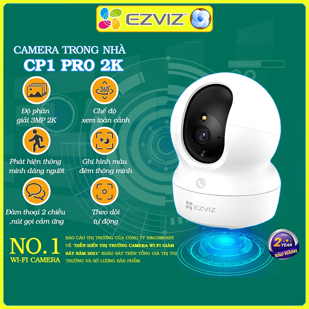 Camera wifi Ezviz CP1 PRO thông minh 3MP 4MP chính hãng, đàm thoại, xoay 360