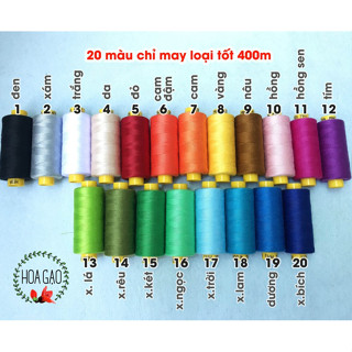 Chỉ may mặc nhiều màu HOA MAI LOẠI TỐT cuộn 400m, chỉ màu khâu tay, khâu máy phụ kiện may mặc