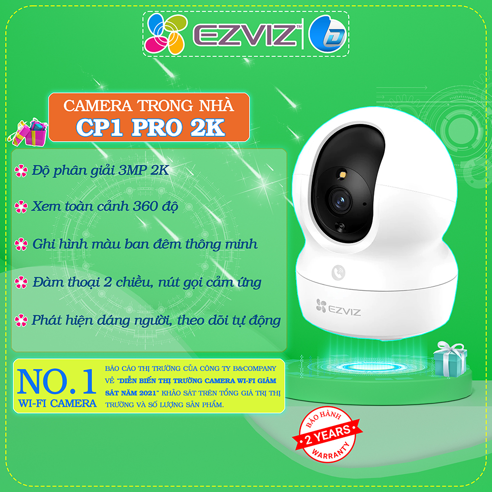 Camera wifi Ezviz CP1 PRO thông minh 2MP 3MP 4MP chính hãng, đàm thoại, xoay 360 | BigBuy360 - bigbuy360.vn