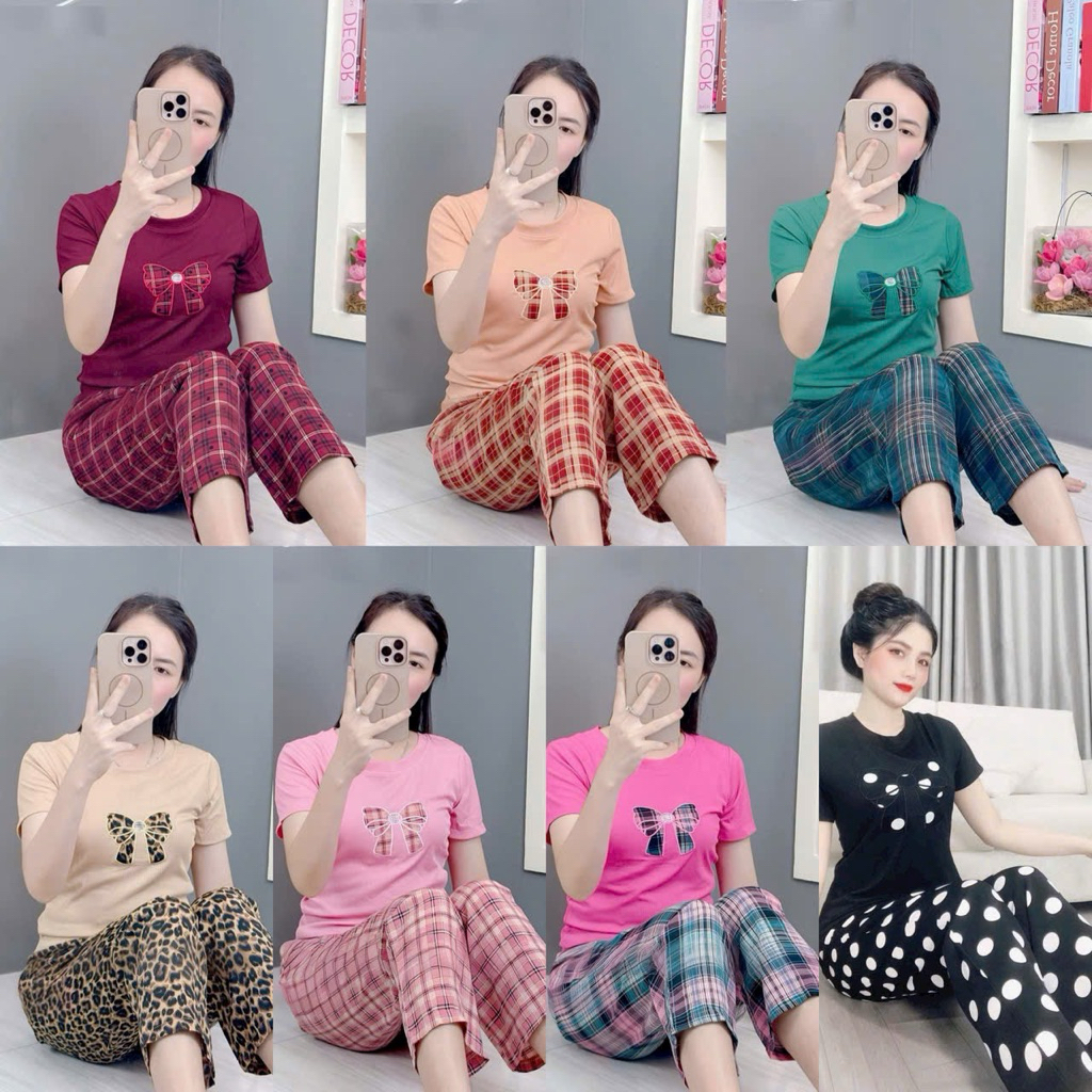 { Quần Dài } Đồ Bộ Áo Thun Gân Quần Mango Size Từ 47-75 kí