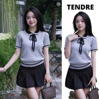 ( New Collection ) Áo Len Nữ Dệt Kim Cổ Peter Pan Thắt Nơ - Áo Len Nữ Cổ Bẻ Pha Viền Buộc Nơ Trẻ Trung, Xinh Đẹp M21