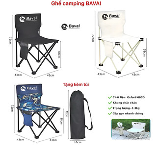  Ghế Gấp Gọn Ghế Camping Câu Cá Dã Ngoại Dễ Mang Đi Du Lịch Cắm Trại Ngoài Trời Thương hiệu cao cấp BAVAI 