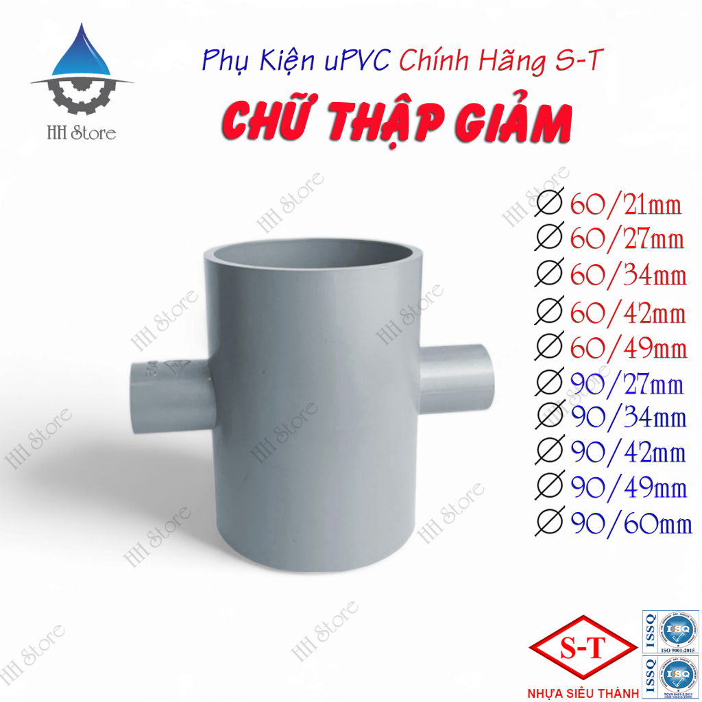 Chữ Thập Giảm, Tứ Thông 60/21, 60/27, 60/34, 90/27, 90/34, 90/60mm. Hàng Chính Hãng - Nhựa Siêu Thàn