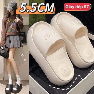  dép bánh mì nữ quai ngang đi mưa girl phố thời trang học sinh nâng chiều cao 5cm chống trơn-giày dép 97 