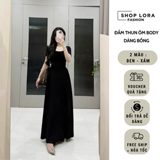 Đầm thun ôm body dáng dài tay ngắn thiết kế cổ tròn basic , sang trọng , quyến rũ vải mềm mại , thoáng mát MST0046