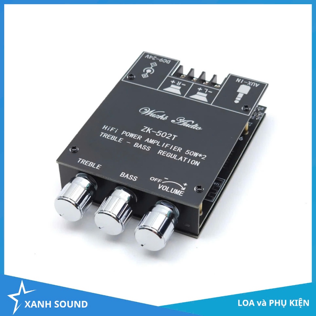 Mạch 502T chính hãng Wuzhi có APP 50w x2 chạy điện 12-24v tích hợp Bluetooh tại XANH SOUND