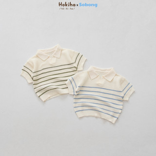 Áo cộc tay polo dệt kim cho bé trai bé gái Hokiha vải mềm mịn, co giãn size từ 9-19kg AL165