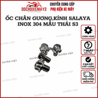  Ốc chân gương,kính salaya inox 304 mẫu bông S2 kèm long đen kitaco  Chân Gương Mọi Thương Hiệu Xe Máy giá 1 ốc  