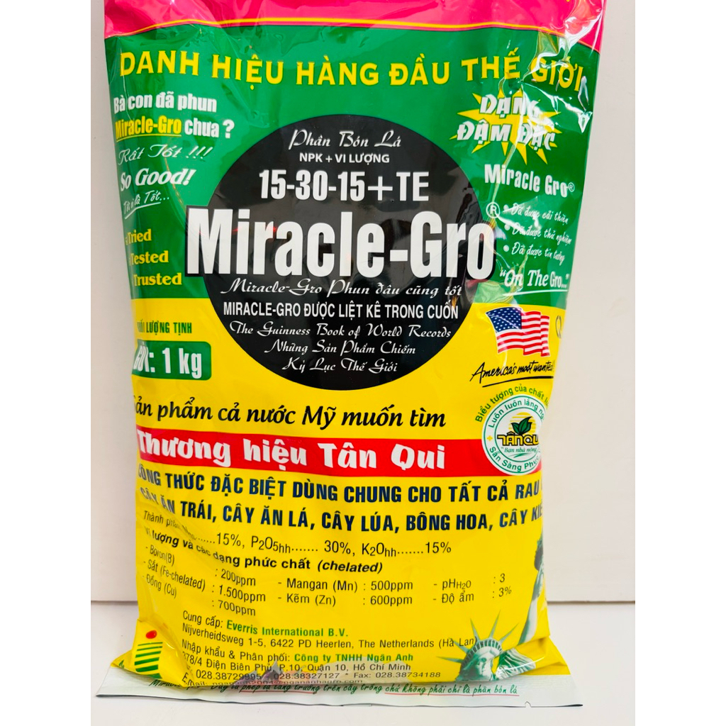 Miracle Gro 15-30-15+Te 1kg phân bón lá