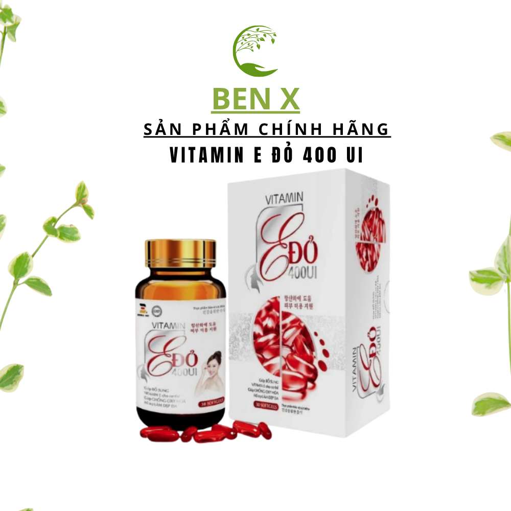 Viên uống bổ sung VITAMIN E ĐỎ 400UI chống oxi hoá,lão hoá da,sạm da,da khô,nhăn,nám da,người có nhu