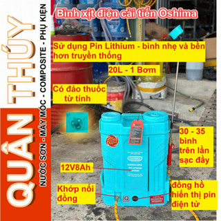  Bình xịt điện sử dụng Pin Lithium 20 Lít 1 bơm cải tiến có đảo thuốc - Oshima Japan bình phun thuốc 
