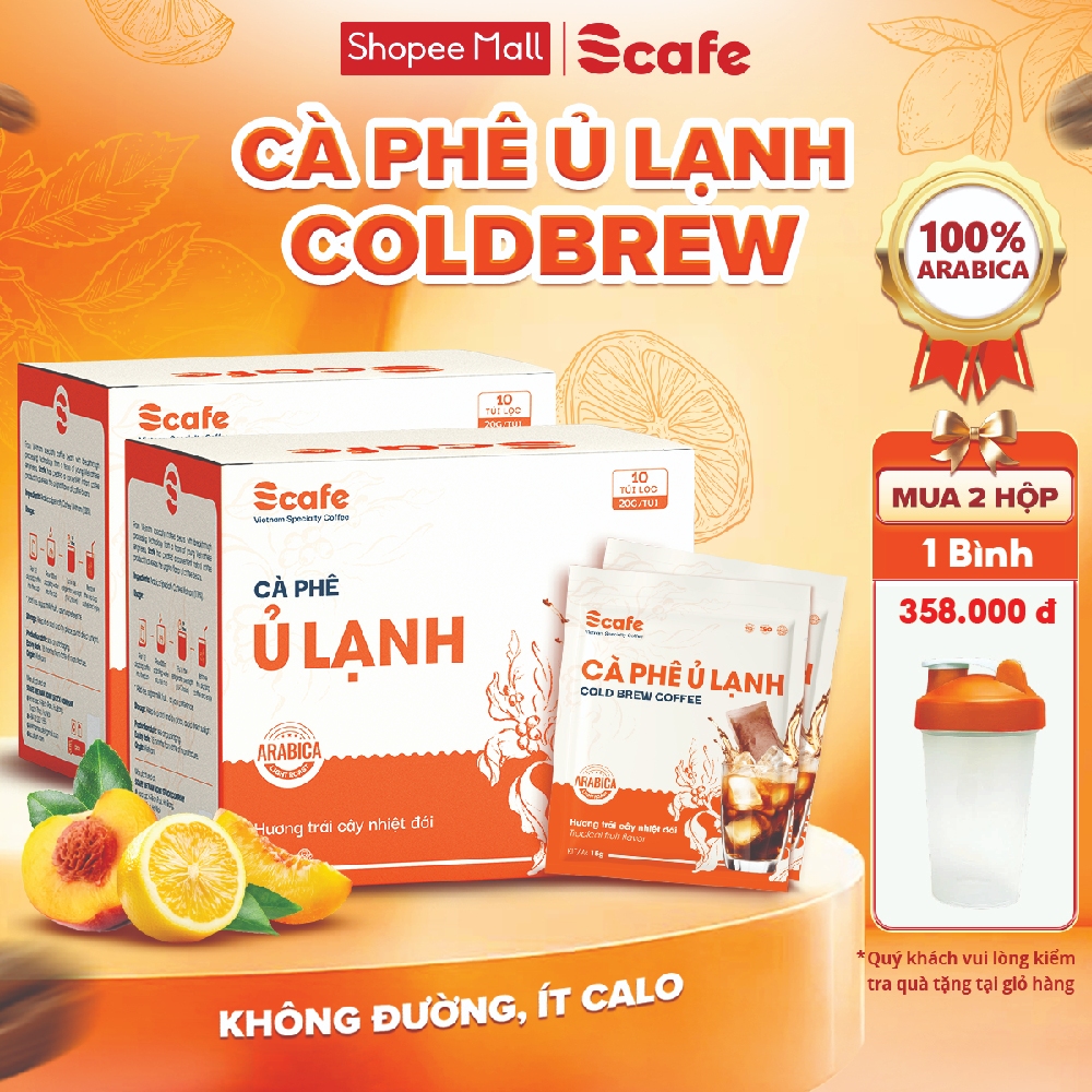 Cà phê Ủ Lạnh Cold Brew Scafe Việt Nam 100% ARABICA Hộp 10Túi x 20G