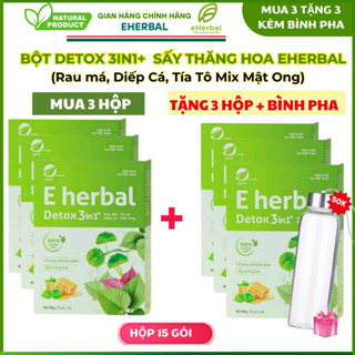 [Mua 3 Tặng 3 + Bình pha] Bột Detox 3in1+ (Rau má,diếp cá,tía tô mix mật ong) Sấy Thăng Hoa Eherbal
