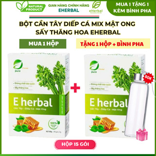 [Mua 1 Tặng 1+ Bình] Bột Cần Tây Diếp Cá Mix Mật Ong (Detox 2in1+) Sấy Thăng Hoa Eherbal- Hộp 15 Gói