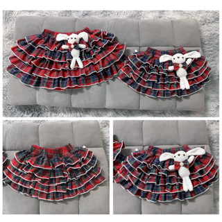 Chân váy 5 tầng karo xanh đỏ bồng bềnh có quần trong cho bé gái