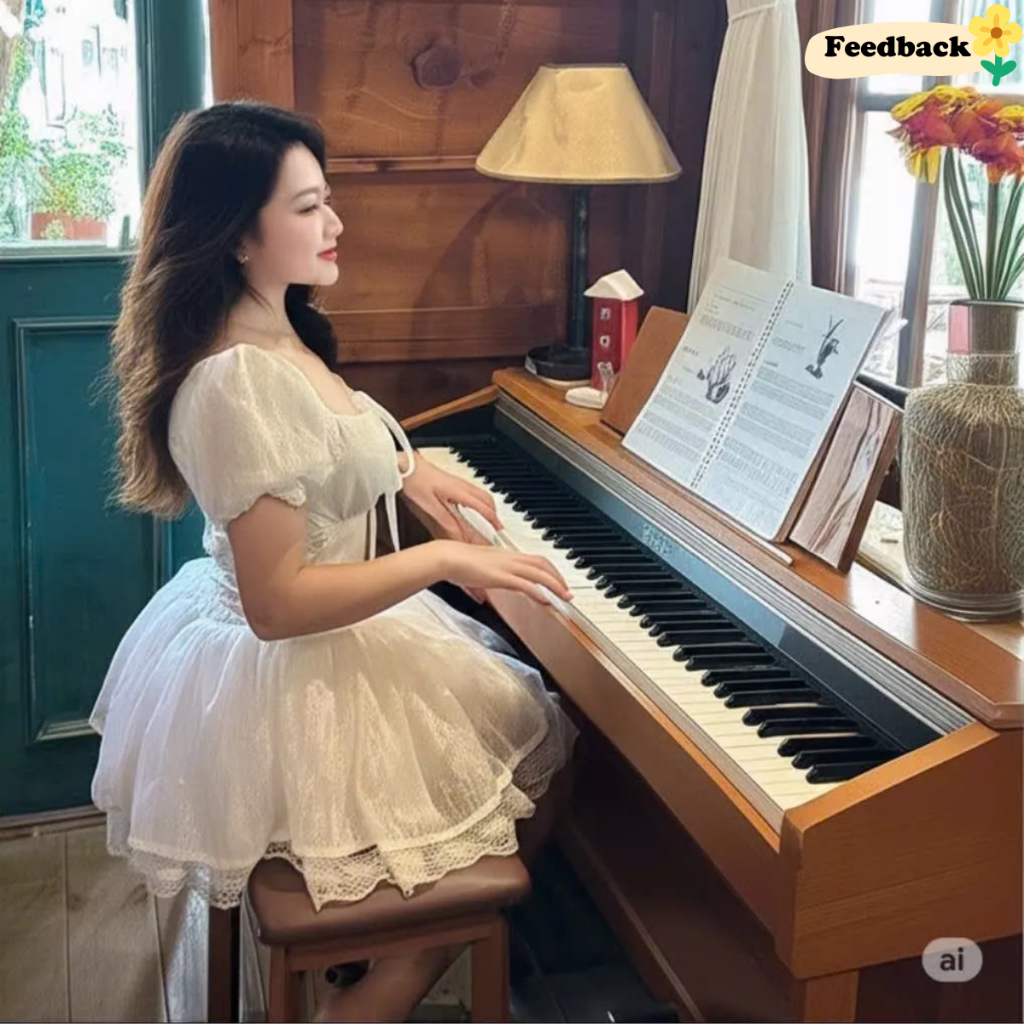 Đầm Hoa Nhí Tay Phồng Cổ Vuông Lưng Bo Chun Dáng Ngắn Chân Váy Ren 4 Lớp Phồng_ Kieupham.shop | BigBuy360 - bigbuy360.vn