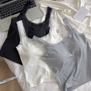 Áo 2 Dây Thun lạnh,Áo Bra PHỐI REN có mút  Ôm Body Dáng Croptop Quyến Rũ Hot Trend