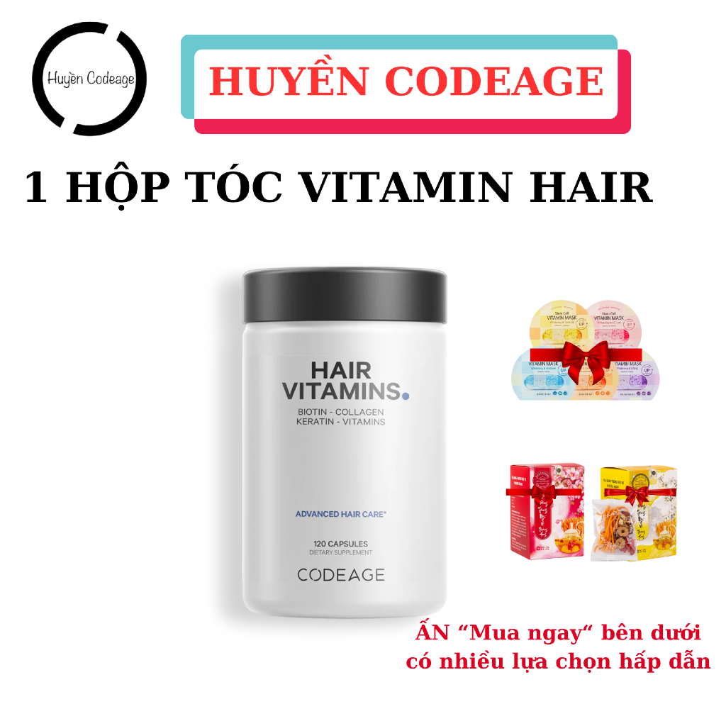 Viên uống Vitamins Hair Codeage 120 viên hỗ trợ mọc tóc (Huyền Codeage)
