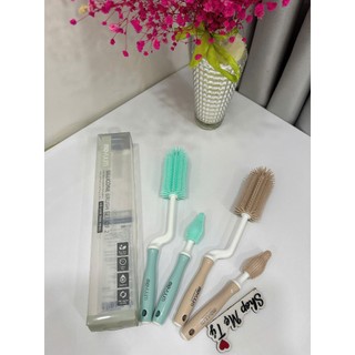 (Xả kho) Set cọ rửa bình và núm ti Silicon Moyuum Hàn Quốc
