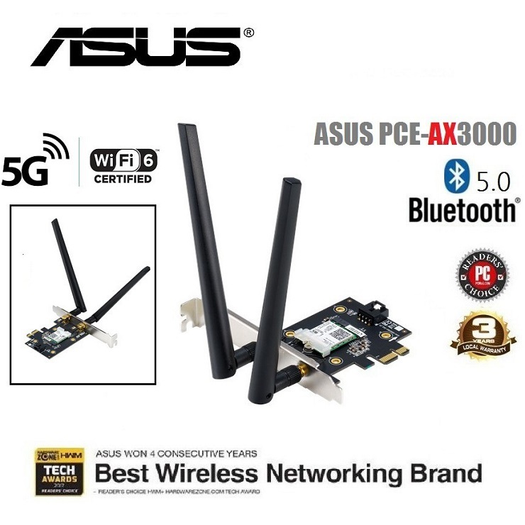 Cạc Mạng Thu WiFi Tốc Độ Cao PCI-E AX3000 WiFi6 Ax3000Mbps Bluetooth 5.0 ( Hãng ) Asus
