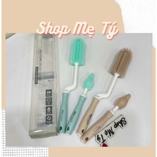 (Xả kho) Set cọ rửa bình và núm ti Silicon Moyuum Hàn Quốc