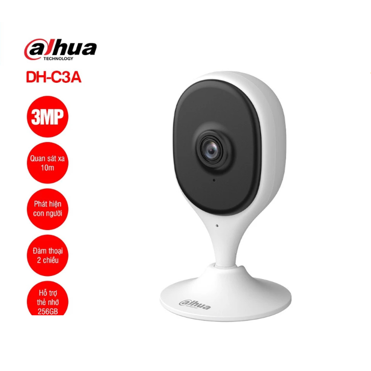 Camera Wifi Trong Nhà Cố Định DAHUA 3MP DH-C3A - Phát Hiện Người/Chuyển Động, Bảo Hành 2 Năm