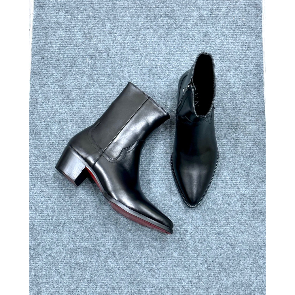 Giày Lukas boots 6cm đế đỏ da bò Bangladesh đế gỗ bảo hành 12 tháng