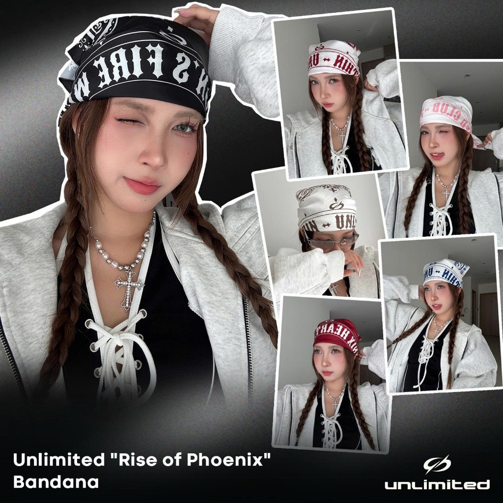 Khăn Bandana Turban Nam Nữ Mascot Phoenix Lụa Satin 66x66cm - Unlimited "Rise Of Phoenix" Bandana