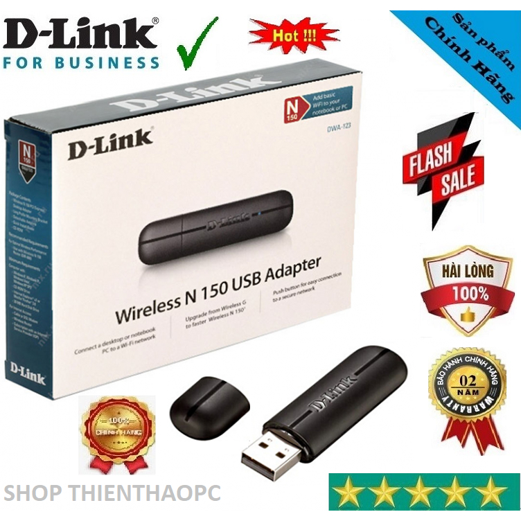 Bộ Thu WiFi DLink DWA-123 chuẩn N150Mbps , Hàng Chính Hãng